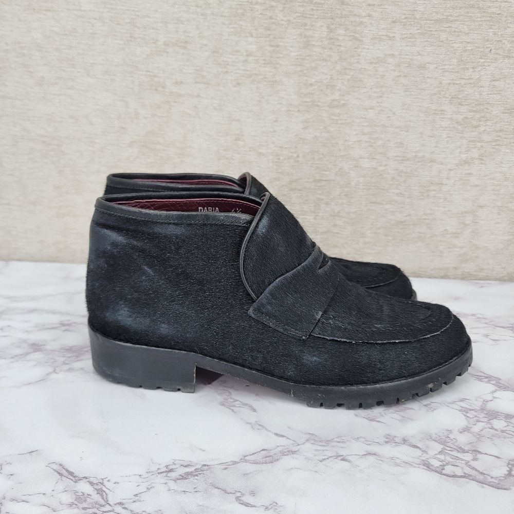 Etienne Aigner Vintage Leather Black Daria Calf Pony Hair Black Ankle Booites